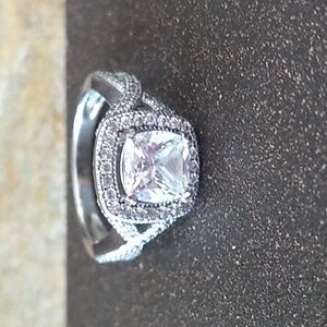 925 Sterling Silver CZ Engagement Style Ring 7 1/2